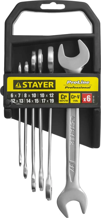 STAYER 6 шт, 6 - 19 мм, набор ключей гаечных рожковых 27037-H6 - фото 137847