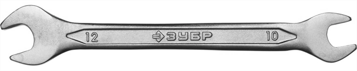 ЗУБР 10х12 мм, Cr-V сталь, хромированный, гаечный ключ рожковый 27010-10-12 - фото 137890
