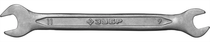ЗУБР 9х11 мм, Cr-V сталь, хромированный, гаечный ключ рожковый 27010-09-11 - фото 138034
