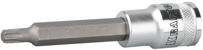 KRAFTOOL 1/2", S2 сталь, Т45, сатинированная, торцовая бита-головка удлиненная "INDUSTRIE QUALITAT" 27906-45 - фото 138367