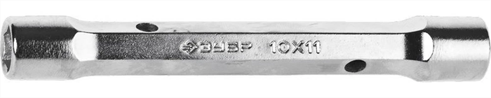 ЗУБР 10 х 11 мм, двухсторонний, усиленный, шестигранный профиль, ключ торцовый 27190-10-11 - фото 138649