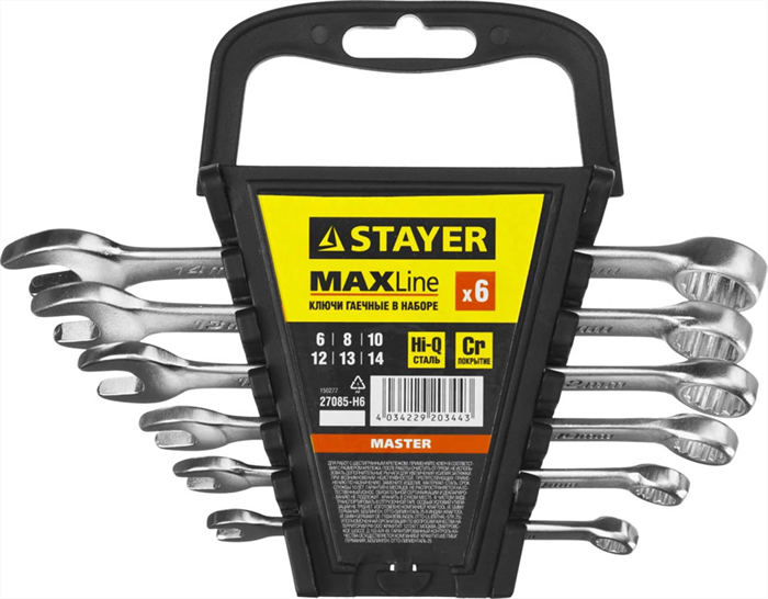 STAYER 6 шт, 6 - 14 мм, набор комбинированных гаечных ключей 27085-H6 - фото 138685