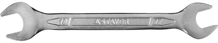 STAYER 17х19 мм, Cr-V сталь, хромированный, гаечный ключ рожковый 27035-17-19 - фото 138867