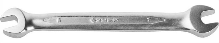 ЗУБР 6х7 мм, Cr-V сталь, хромированный, гаечный ключ рожковый 27027-06-07 - фото 139049