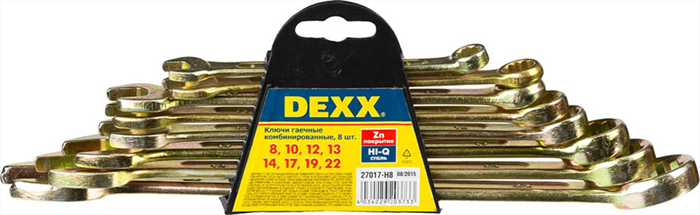 DEXX 8 шт, 8 - 22 мм, набор комбинированных гаечных ключей 27017-H8 - фото 139064