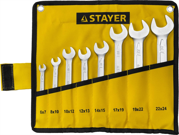 STAYER 8 шт, 6 - 24 мм, набор ключей гаечных рожковых 27035-H8 - фото 139109