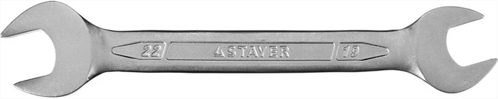STAYER 19х22 мм, Cr-V сталь, хромированный, гаечный ключ рожковый 27035-19-22 - фото 139137