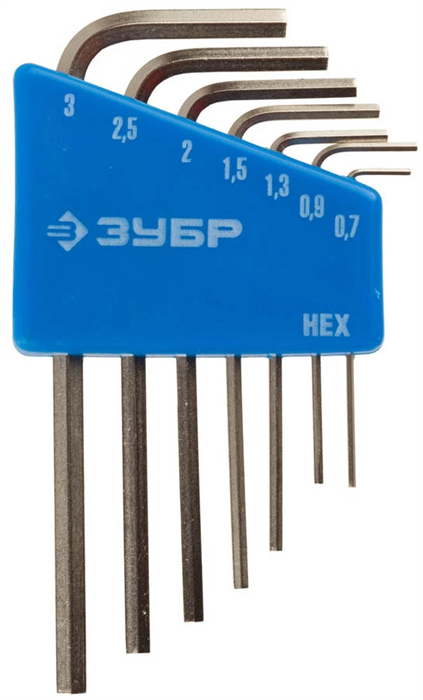 ЗУБР 7 шт., Cr-V, ключи имбусовые мини 27471-H7 - фото 139251