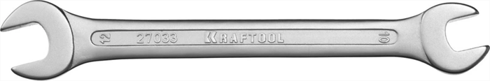 KRAFTOOL 10х12 мм, Cr-V сталь, хромированный, гаечный ключ рожковый 27033-10-12 - фото 139256