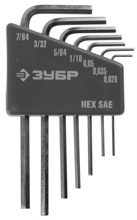 ЗУБР 7 шт., Cr-V, ключи имбусовые мини 27475-H7 - фото 139286