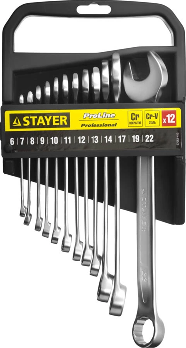 STAYER 12 шт, 6 - 22 мм, набор комбинированных гаечных ключей 27083-H12 - фото 139410