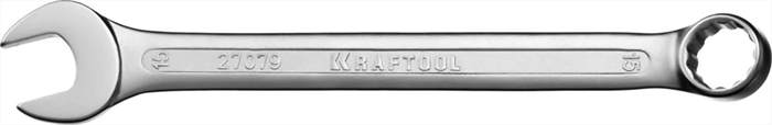 KRAFTOOL 15 мм, Cr-V сталь, хромированный, гаечный ключ комбинированный 27079-15 - фото 139490