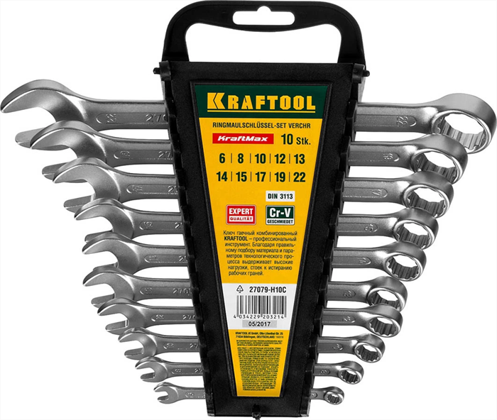 KRAFTOOL 10 шт, 6 - 22 мм, набор комбинированных гаечных ключей 27079-H10C - фото 139492