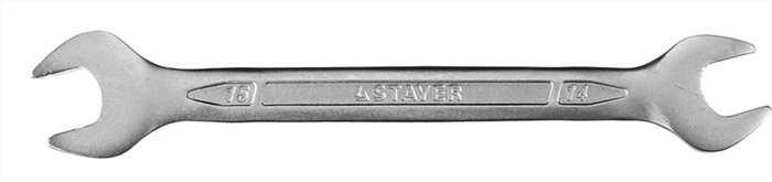 STAYER 14х15 мм, Cr-V сталь, хромированный, гаечный ключ рожковый 27035-14-15 - фото 139644