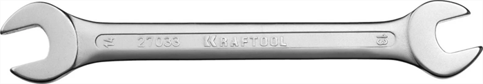 KRAFTOOL 13х14 мм, Cr-V сталь, хромированный, гаечный ключ рожковый 27033-13-14 - фото 139807