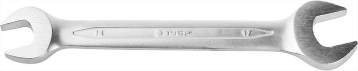ЗУБР 14х17 мм, Cr-V сталь, хромированный, гаечный ключ рожковый 27027-14-17 - фото 139974