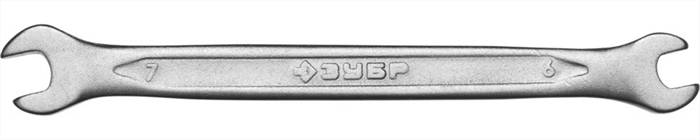 ЗУБР 6х7 мм, Cr-V сталь, хромированный, гаечный ключ рожковый 27010-06-07 - фото 139977
