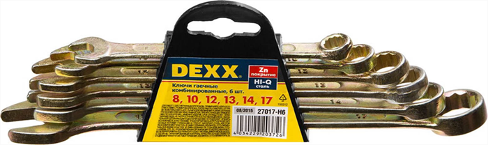 DEXX 6 шт, 8 - 17 мм, набор комбинированных гаечных ключей 27017-H6 - фото 140189