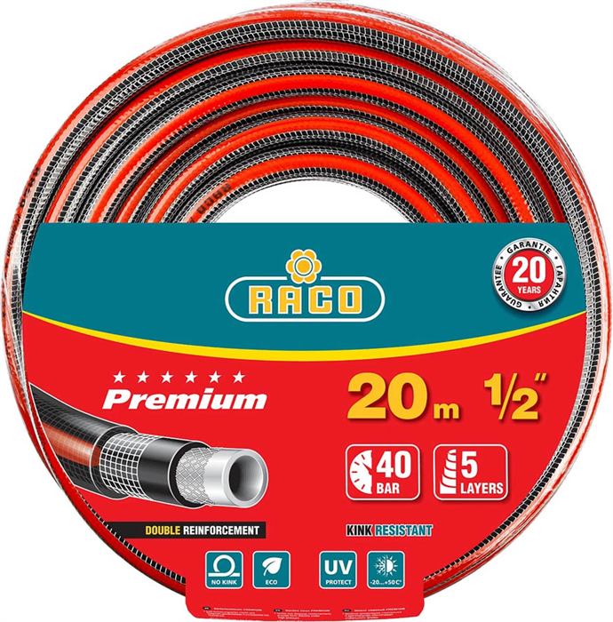 Raco d 1/2" x 20 м, 40 атм., 5-ти слойный, армированный, шланг поливочный PREMIUM 40300-1/2-20_z01 - фото 143219