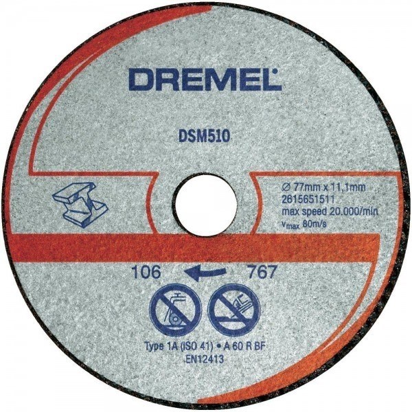 Отрезной диск по металлу и пластику DSM510, 3 шт Dremel, 2.615.S51.0JB - фото 143897