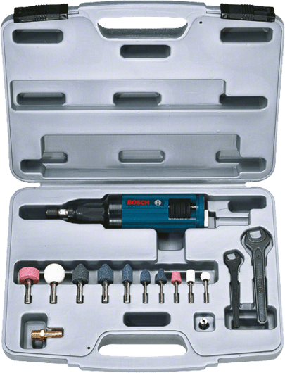 BOSCH прямая шлифмашина,  1/4" цанговый патрон + принадлежности в кейсе, пневматическая, 0607260110 - фото 23436