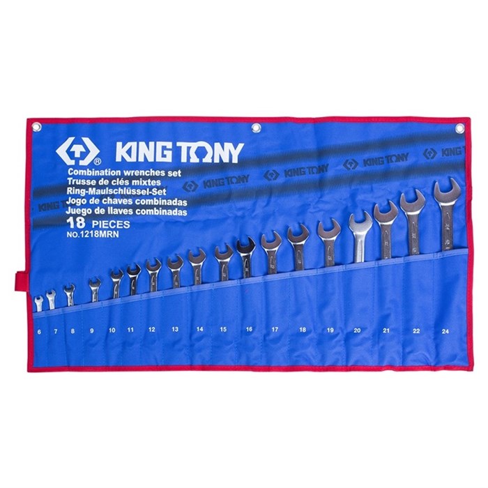 Набор комбинированных ключей, 6-24 мм чехол из теторона, 18 предметов KING TONY 1218MRN - фото 37874