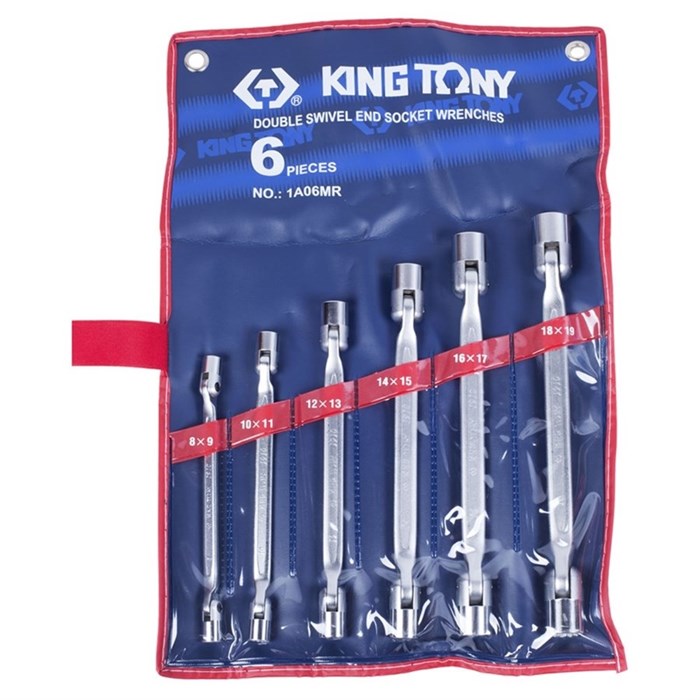 Набор торцевых ключей с шарниром, 8-19 мм, 6 предметов KING TONY 1A06MR - фото 37945