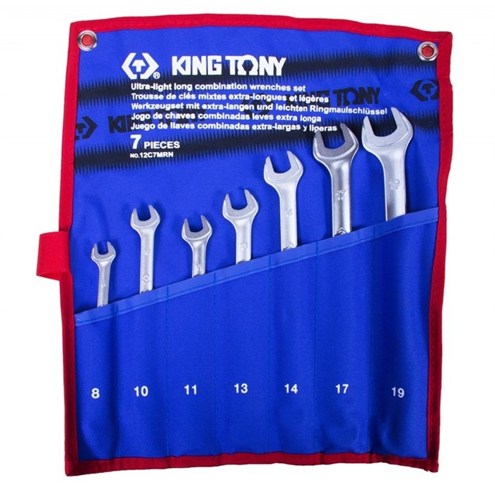 Набор комбинированных удлиненных ключей, 8-19 мм, 7 предметов KING TONY 12C7MRN - фото 38615