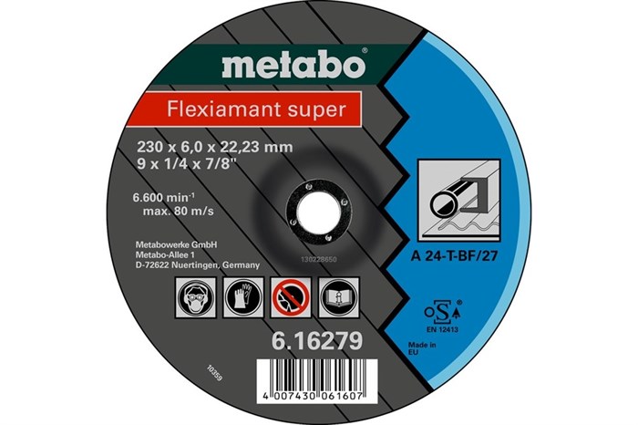 Flexiamant super 180x6,0x22,23, сталь, SF 27, Metabo, 616277000 - фото 76184