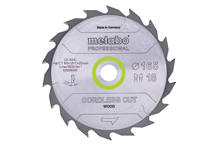 Пильное полотно «cordless cut wood — professional», 165x20 Z36 WZ 15°, Metabo, 628295000 - фото 78841