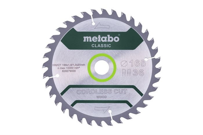 Пильное полотно «cordless cut wood — classic», 165x20 Z36 WZ 15° /B, Metabo, 628660000 - фото 78847