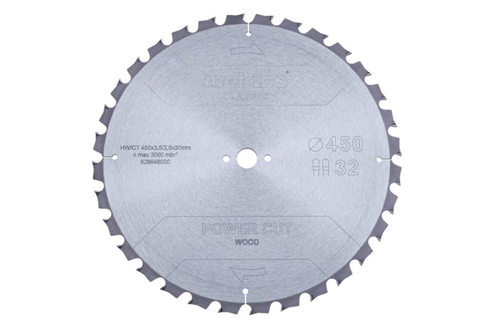 Пильное полотно «power cut wood — classic», 450x3,5/2,5x30 Z32 TZ 15°, Metabo, 628648000 - фото 78890