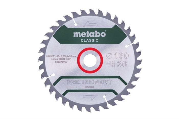 Пильное полотно «precision cut wood — classic», 160x20 Z36 WZ 10°, Metabo, 628278000 - фото 78926