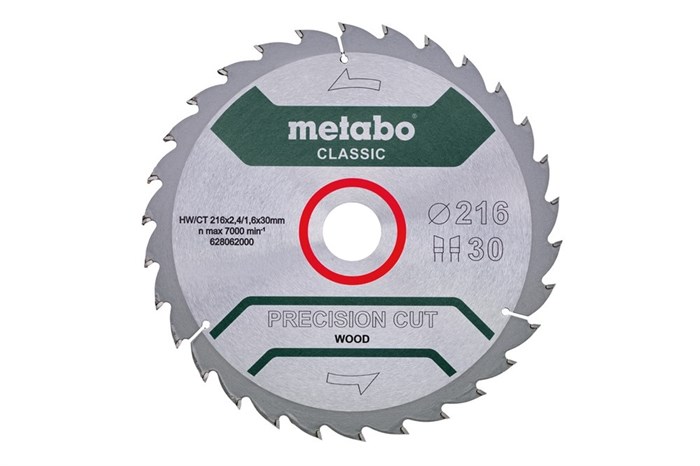 Пильное полотно «power cut wood — classic», 216x30, Z30 WZ 22°, Metabo, 628062000 - фото 78937