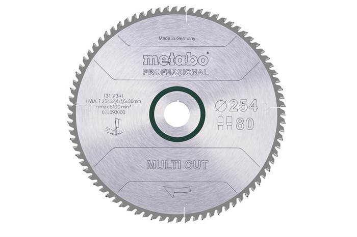 Пильное полотно «multi cut — professional», 254x30, Z80 FZ/TZ, 5°, Metabo, 628093000 - фото 78964