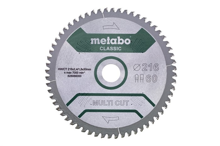 Пильное полотно «multi cut — classic», 216x30, Z60 FZ/TZ, 5°neg., Metabo, 628066000 - фото 78976