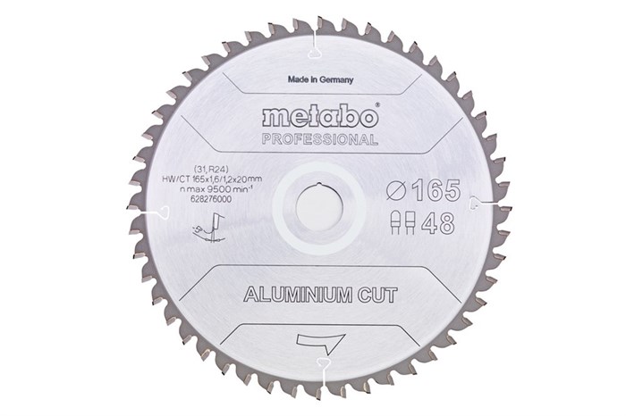 Пильное полотно «aluminium cut — professional», 165x20 Z48 FZ/TZ 5° отрицат., Metabo, 628276000 - фото 78986