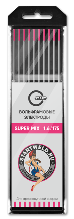 Вольфрамовый электрод SUPER MIX 1,6х175 (розовый) WE16175 - фото 82432