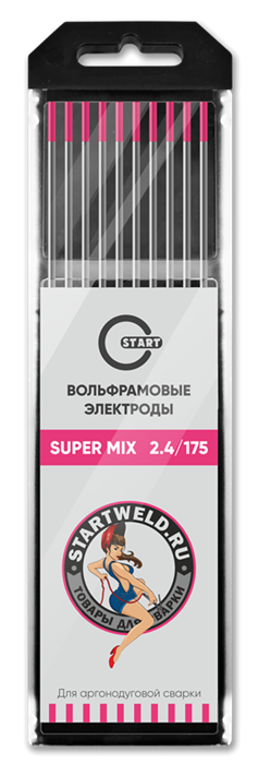 Вольфрамовый электрод SUPER MIX 2,4х175 (розовый) WE24175 - фото 82434