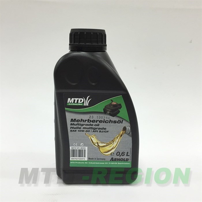 Масло 4-тактное MTD SAE10W-30 0,6л - фото 83263