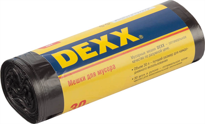 DEXX 30 л, черный, 30 шт., мешки для мусора 39150-30 - фото 99215