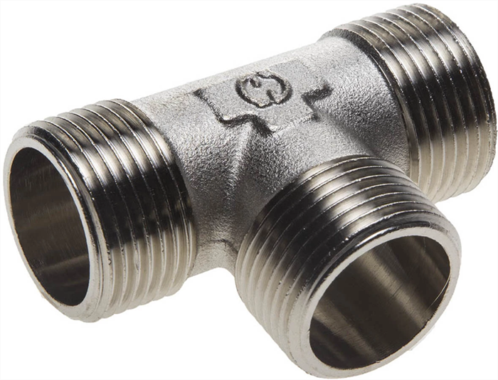 GENERAL FITTINGS 1", латунь с никелированным покрытием, "штуцер - штуцер - штуцер", тройник 51051-1 - фото 99867