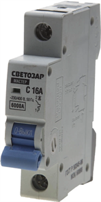 СВЕТОЗАР 16A, "C", 400 B, 6 kA, 1-полюсной, автоматический выключатель SV-49061-16-C