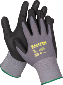 KRAFTOOL L, 15 класс, эластичные перчатки со вспененным нитриловым покрытием для точных работ, маслобензостойкие EXPERT 11285-L