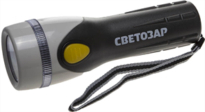 СВЕТОЗАР 1,5 В, 2хD, черно-серый, ксеноновая лампа, с пластмассовым корпусом и ремешком, фонарь ручной SV-56375