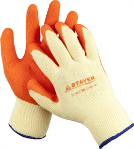 STAYER L-XL, HARD PRO, 10 класс, рельефные особопрочные противоскользящие перчатки, латексное покрытие, трикотажные 11407-XL