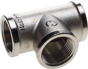 GENERAL FITTINGS 3/4", латунь с никелированным покрытием, "гайка - гайка - гайка", тройник 51052-3/4