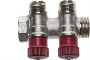 GENERAL FITTINGS вход 3/4" - 2 выхода 1/2", коллектор для горячей воды 51046-3/4-1/2-HT2