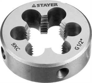 {{photo.Alt || photo.Description || 'STAYER сталь 9ХС, для трубной резьбы G 1/2&quot;, плашка круглая ручная MaxCut 28029-1/2'}}