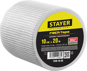 {{photo.Alt || photo.Description || 'STAYER 10 см х 20 м, 3х3 мм, cетка самоклеящаяся стеклотканевая FIBER-Tape 1246-10-20'}}